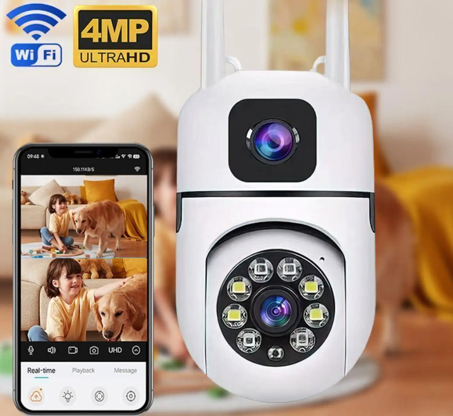 Wifi 4MP+4MP Indoor CCTV Camera V380