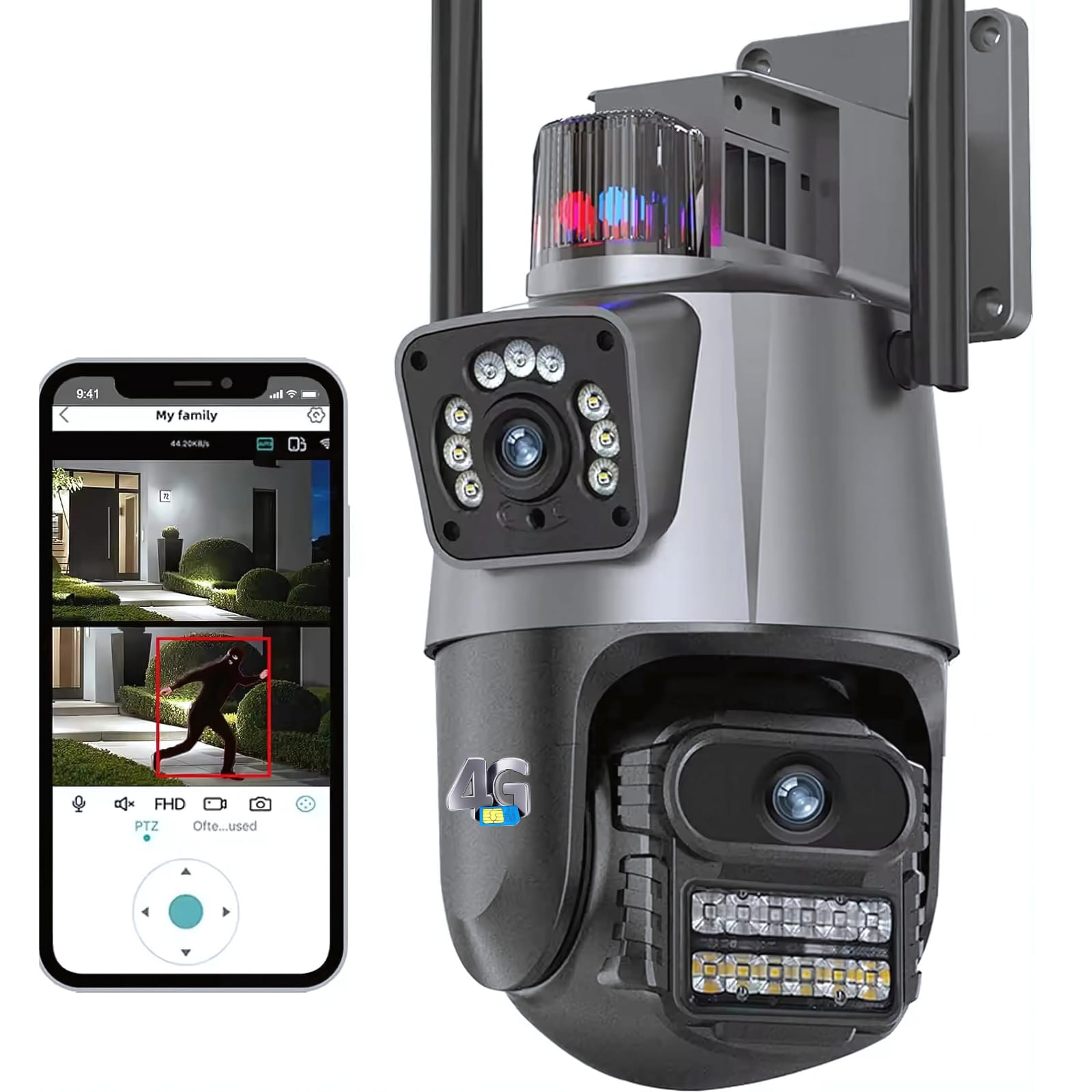 5G 5MP Dual View Outdoor Siren Camera V380